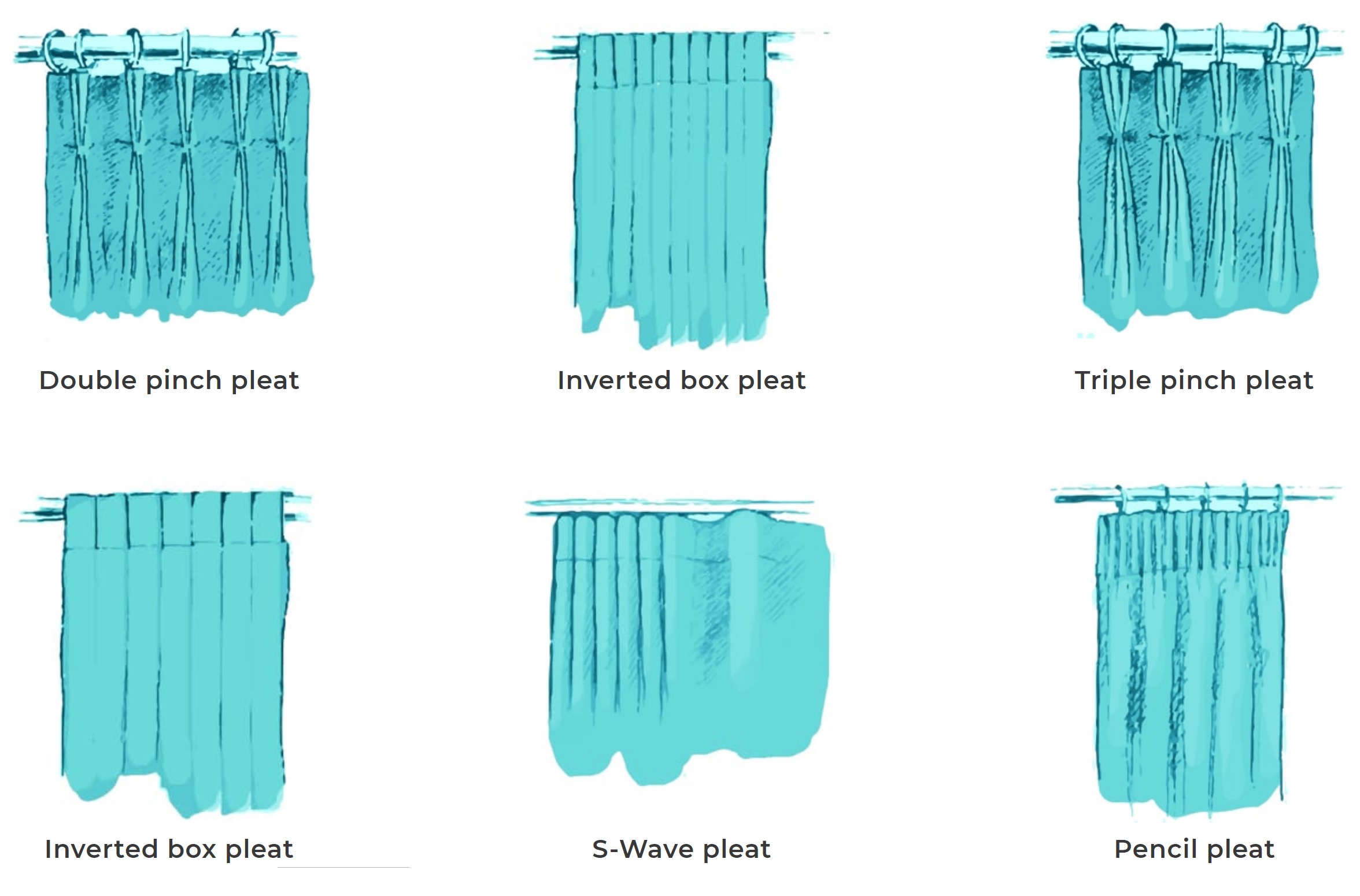 Various hanging styles of curtains